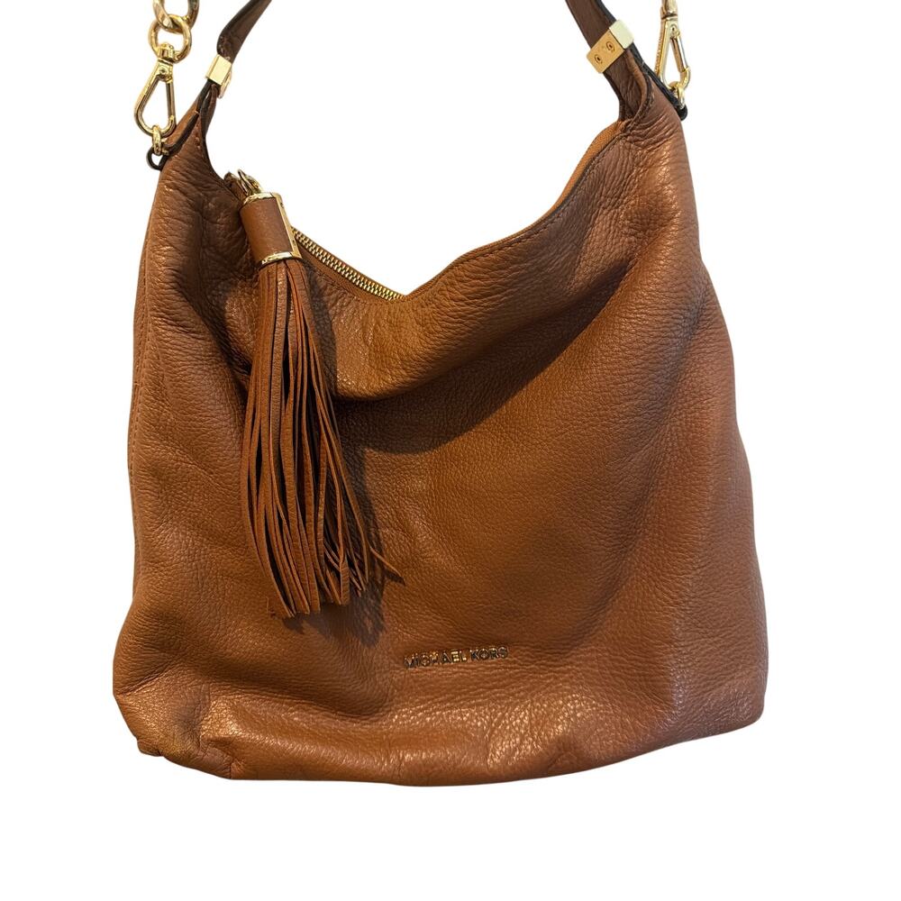 ⭐️  Michael Kors Cognac Pebbled Leather Hono Bag W/ Tassel Preppy Designer Boho